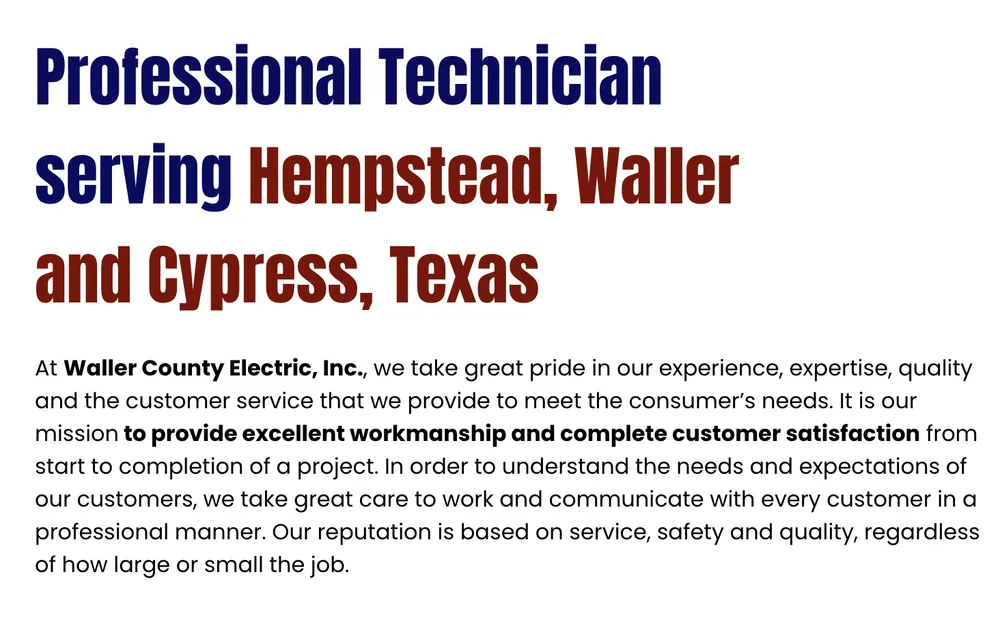 Slide of Waller County Electric & Air Conditioning