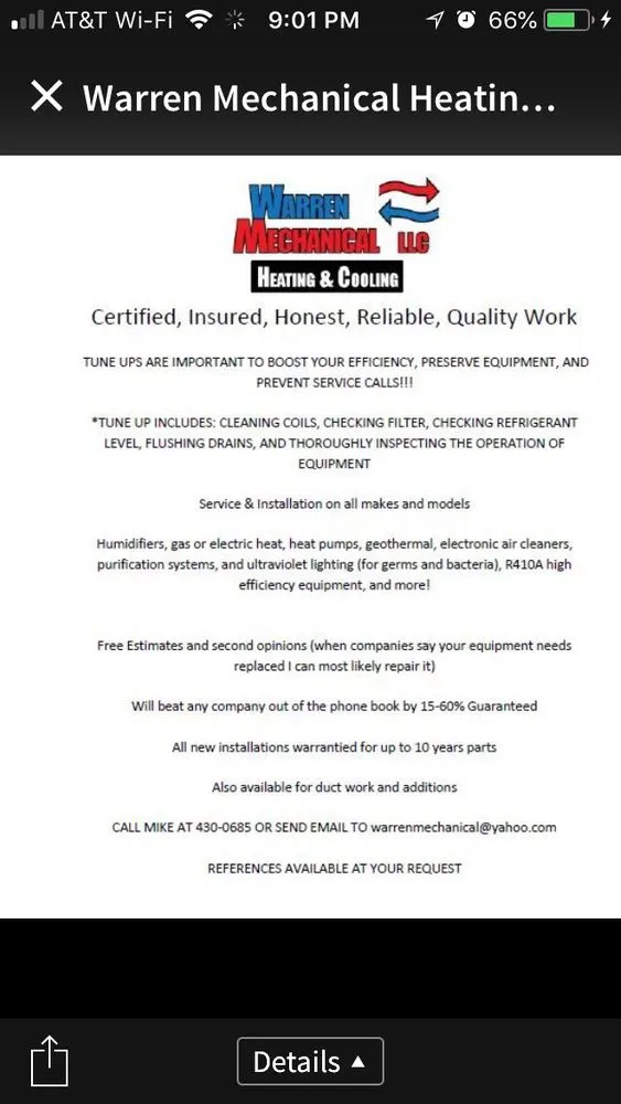 Slide of Warren Mechanical