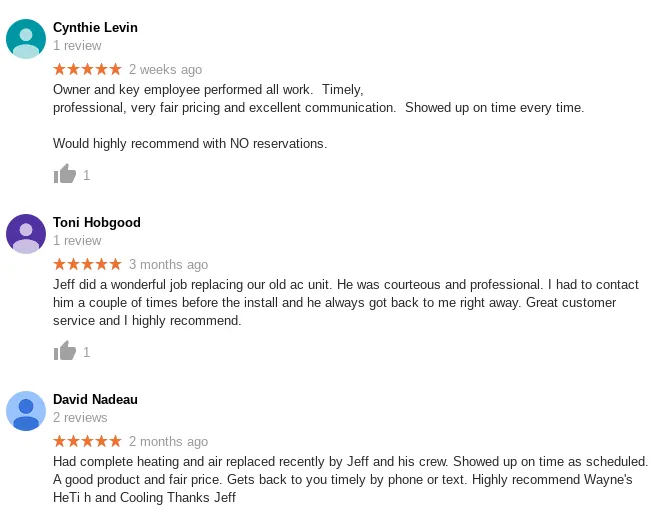 Slide of Wayne's Heating & Air Conditioning