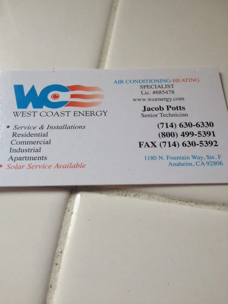 Slide of West Coast Energy