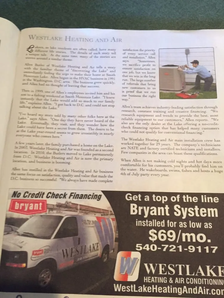 Top-rated furnace service for homes in Moneta, VA by Westlake Heating & Air Conditioning