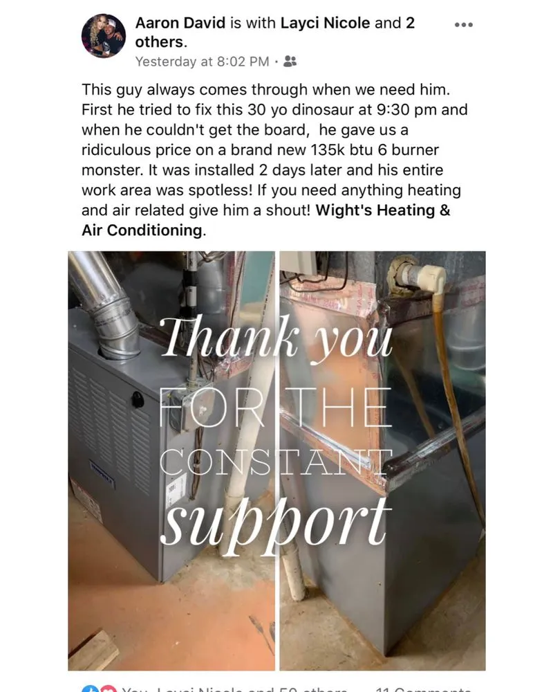 Slide of Wight's Heating & Air Conditioning