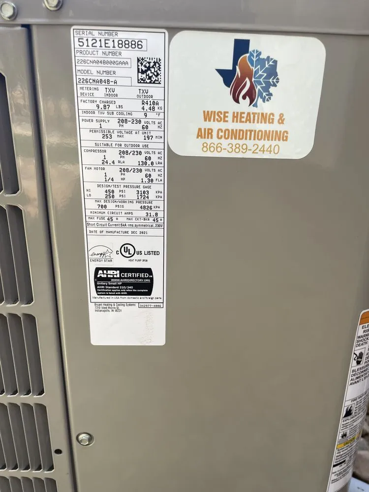 Emergency HVAC installation in Paradise, TX by Wise Heating & Air Conditioning