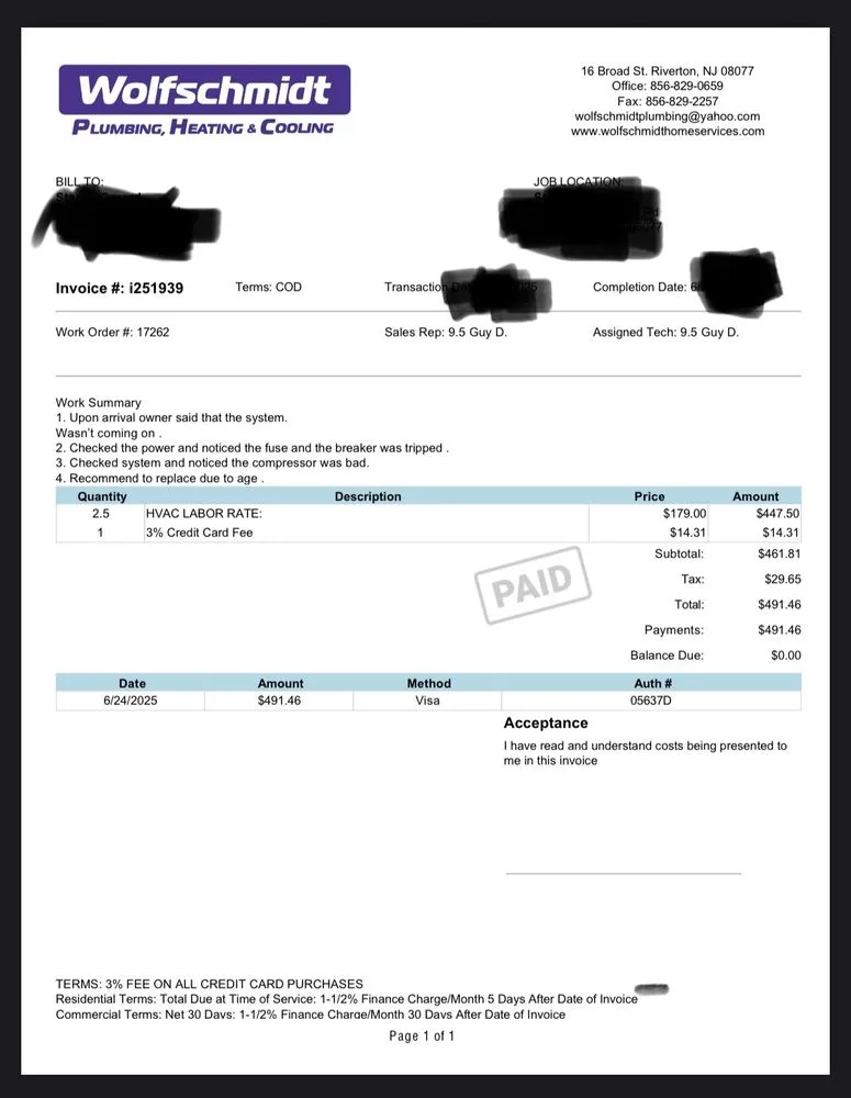 Slide of Wolfschmidt Plumbing, Heating & Cooling