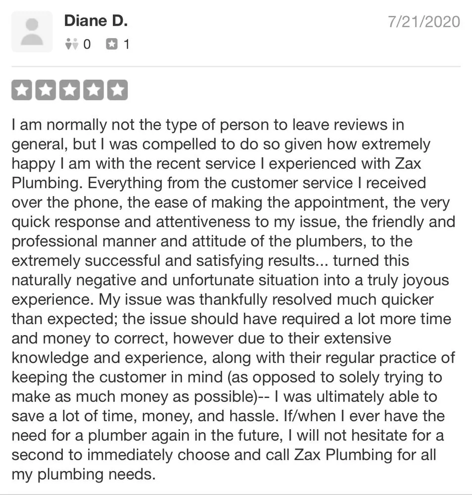 Slide of ZAX Plumbing