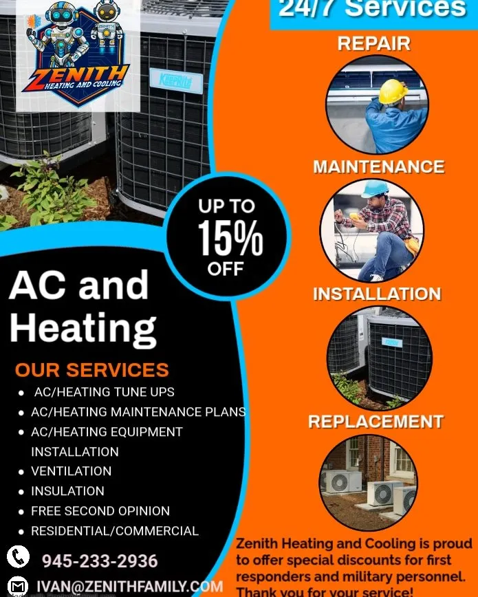 Slide of Zenith heating and cooling Services