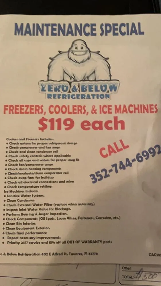 Slide of Zero & Below Refrigeration